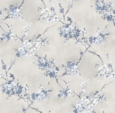 Obrázek produktu pro Sanders & Sanders Tapeta květy šedá a modrá - 640387 - 53 cm x 10 m