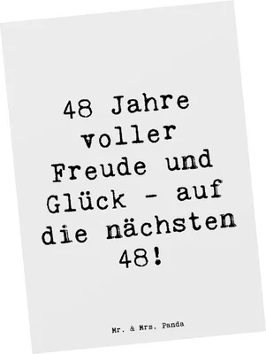 Produktbild von Mr. & Mrs. Panda Grußkarte Spruch 48. Geburtstag Freude - Weiß - Geschenk, für, Alter, Ansichtskarte, Lebensjahr feiern, Postkarten, Happy Birthday, 48 Jahre Jubiläum