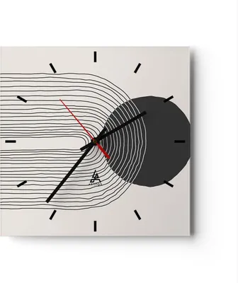 Produktbild von Wanduhr - Quadrat - Glasuhr - Boho Abstraktion Geometrie - 30x30cm - Schleichendes Uhrwerk - Lautlos - zum Aufhängen bereit - Dekoration Modern - Wanddekoration aus Glas - C3AC30x30-4747