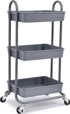Obrázek produktu pro KINGRACK Úložný vozík, 3-úrovňový pojízdný vozík, multifunkční úložný organizér, organizér s rukojetí, servisní vozík