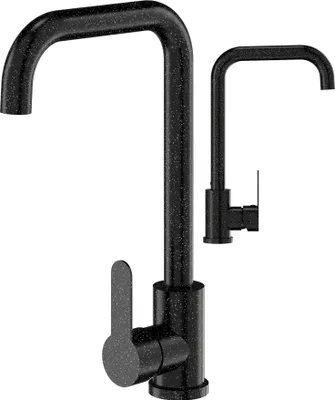 Produktbild von Granitan | STEEL - Küchenarmatur - 360° schwenkbar - Granit-Optik - Schwarz - Edelstahl - Keramikkopf