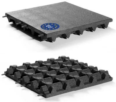 Produktbild von Fallschutzmatte 50x50 cm Gummimatte für Spieltürme Schaukel Rutsche Outdoor : Schwarz 65 mm Farbe: Schwarz Stärke: 65 mm