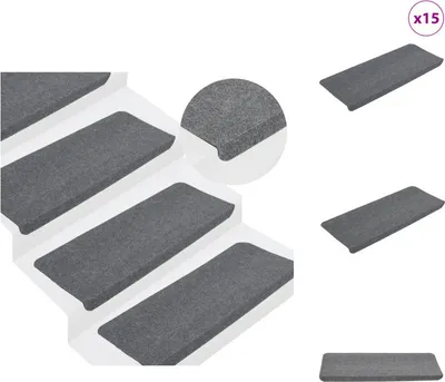 Immagine prodotto di vidaXL Tappetini autoadesivi 15 pezzi 65x24,5x3,5 cm Grigio - Tappetini per gradini