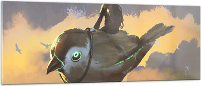 Produktbild von Bilder auf glas - Fantasie Vogel - 140x50cm - Glasbilder - Wandbilder - Kunstdruck - zum Aufhängen bereit - Wanddekoration aus Glas - Glas Bilder - Wandbild auf Glas - Einteilig - GAB140x50-3933