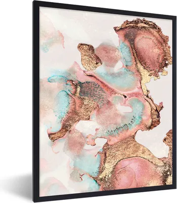 Produktbild von MuchoWow® Gerahmtes Poster Tinte - Pastell - Abstrakt 60x80 cm - Poster mit Schwarzem Bilderrahmen Wandposter Rahmen Foto Bilder - Premium - Wanddeko Wohnzimmer