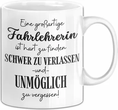 Produktbild von Fahrlehrerin Abschied Geschenk Tasse Abschiedsgeschenk für Fahrlehrerin Hart Zu Finden Schwer Zu Verlassen (Weiß)
