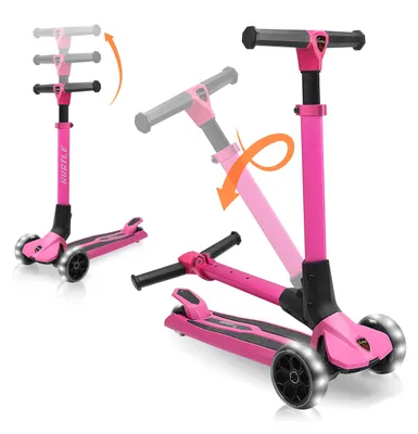 3-Wheel Kinder-Scooter, klappbar, LED-Räder, verstellbar, 50 kg