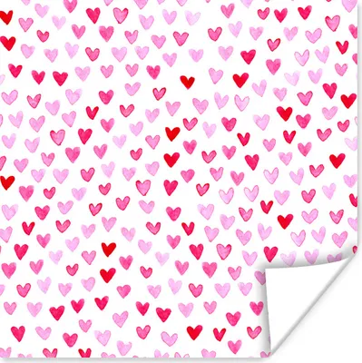 Produktbild von MuchoWow® Poster Eine Illustration einer Karte für den Valentinstag mit Herzen 50x50 cm - Wohnzimmerdekoration