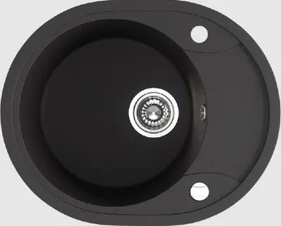 Produktbild von BADLAND Spülbecken Granitspüle Einzelbecken Dafne 47x58 Schwarz mit kurzer Ablaufplatte | Siphon im SET!