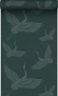 Produktbild von Origin Wallcoverings Tapete Kraniche Petrolblau 53 cm x 10.05 m