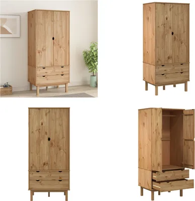 Produktbild von vidaXL Kleiderschrank OTTA 76,5x53x172 cm Massivholz Kiefer - Kleiderschrank - Kleiderschränke - Schrank - Holzschrank