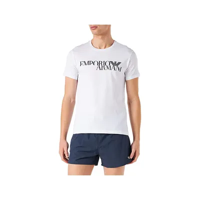 Produktbild von EMPORIO ARMANI Herren-T-Shirt Halbarm-Pullover mit Rundhalsausschnitt und Aufdruck aus reiner Baumwolle Artikel 211818 2R476 RUNDHALSAUSSCHNITT-T-SHIRT, EUR S - CN 175/96A - BR P - MX CH, Cotone 100%