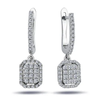 Produktbild von Diamanten (Brillant-Schliff) Ohrhänger Ohrringe Creole in 14 Karat Weißgold