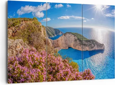Produktbild von Bild auf Leinwand - Leinwandbild - Meer Sommer Blume - 165x110cm - Wand Bild - Wanddeko - Leinwanddruck - Bilder - Kunstdruck - Wanddekoration - Leinwand bilder - Wandkunst - CE165x110-3741
