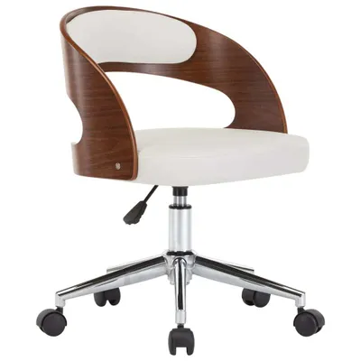 Image de vidaXL Chaise de salle à manger Pivotante Blanc Bois courbé et similicuir