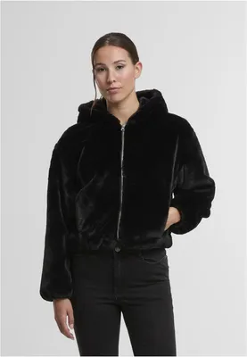 Zdjęcie produktu dla Urban Classics Damska bluza z kapturem ze sztucznym futerkiem czarna - L