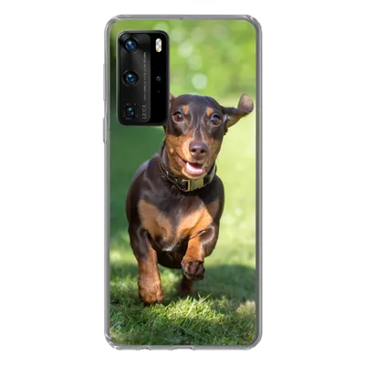 Produktbild von MuchoWow® Handyhülle Schutzhülle Hülle für Huawei P40 Pro Ein sprintender Dackel Silikon Softcase Handy Hülle - Schutz