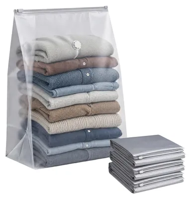 Image de Relaxdays, lot de 4 sacs de rangement sous vide, 100 x 80 cm, sacs de compression pour linge de lit et vêtements, grands sacs de mise sous vide, couleur gris
