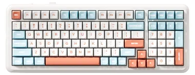 Produktbild von MCHOSE K99 V2, 98%, Verkabelt & Kabellos, USB + RF Wireless + Bluetooth, Mechanischer Switch, LED, Orange, Weiß