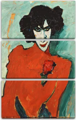 Produktbild von Leinwandbild 3-teilig (80x120cm): Alexej von Jawlensky - Portrait der Tänzerin A. Scharoff, echter Holz-Keilrahmen inkl. Aufhänger, handgefertigt in Deutschland