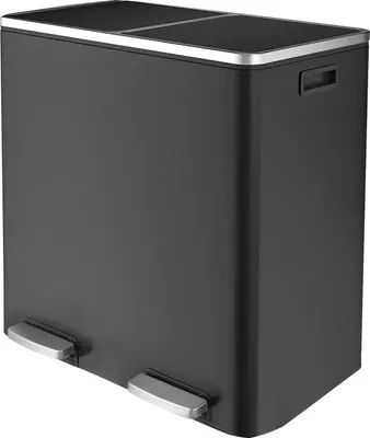 Produktbild von Tretmülleimer 10 L für die Küche, rechteckig, Soft-Close-Deckel, schwarz
