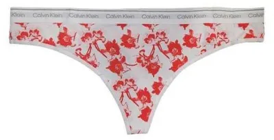 Image de Calvin Klein - String pour femmes, logo NA657 (XXL) (blanc/rouge)