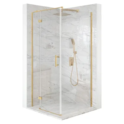 Produktbild von Duschkabine 100 x 100 cm, Schwingtür, goldfarbenes ESG-Glas 6 mm + Beschichtung