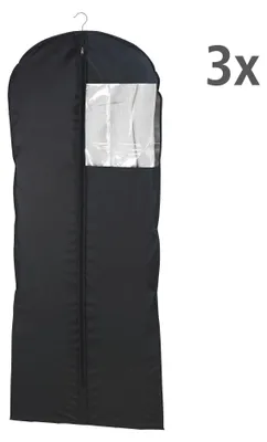 Produktbild von WENKO Kleidersack Mod. Deep Black 60 x 150 cm, 3er Set mit durchgehendem Reißverschluss Schwarz