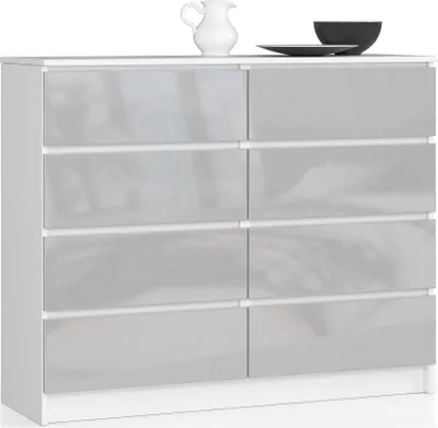 Image de Akord Commode De Rangement À Tiroirs Blanc/Brillance Métallique 120X40X99