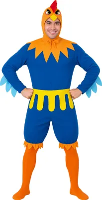 Produktbild von Tierischer Karneval Spaß Kostüm Blauer Hahn Kostüm Faschingsparty Karneval Fest Streifen, Größe: 52 - 54 (L) Farbe: Blau