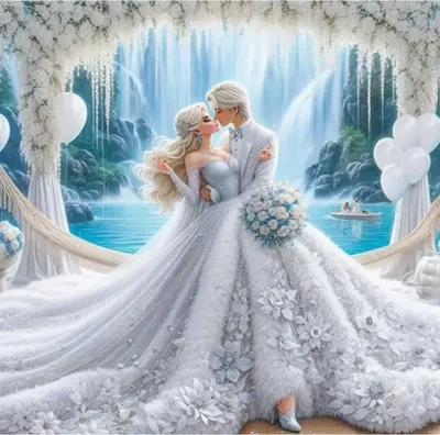 Produktbild von Diamantmosaik-Set "Prinzessinnenhochzeit", 30x40 cm, kreative Diamanten