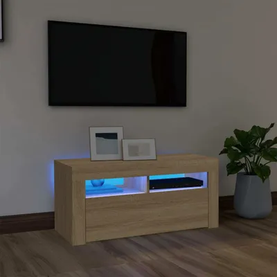 Produktbild von vidaXL TV skříňka s LED osvětlením Dub Sonoma 90x35x40 cm