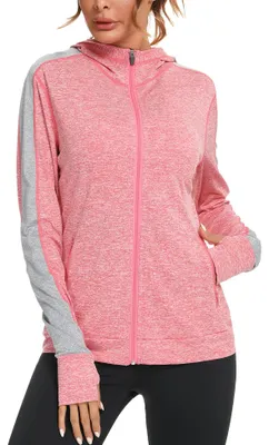 Imagen del producto de Omgoods - Chaqueta deportiva con cremallera para mujer, manga larga, ideal para entrenamiento