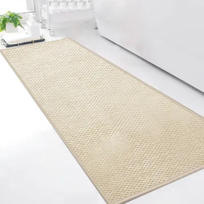Zdjęcie produktu dla Miękki, puszysty dywanik do łazienki z weluru, 50 x 150 cm, z antypoślizgową podkładką