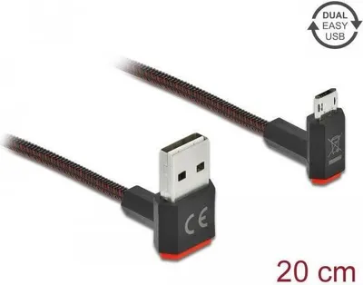 Obrázok produktu pre DeLOCK 85264, 0,2 m, USB A, Micro-USB B, USB 2.0, Čierna
