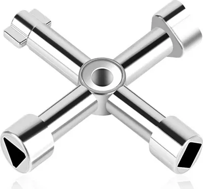 Produktbild von Kreuzschlüssel, 4-Wege-Multifunktionsschlüssel, Universalschlüssel für Elektroschränke, Universal-Dreieckschlüssel, Zinklegierung