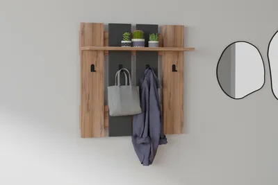 Produktbild von Skye Decor, Mita- Mita CTN, Nussbaumfarbe,Anthrazit, Handtuchhalter & -haken, 70x70x18 cm, 100% Melaminbeschichtete Partikelplatte