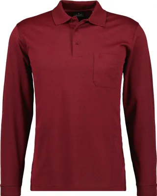 Produktbild von RAGMAN Herren Langarm-Poloshirt - Soft Knit Polo Knopf Langarm, Baumwollmischung, Knopfleiste, Easy Care Rot 5XL