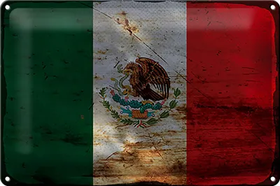 Produktbild von Blechschild Flagge Mexiko 30x20cm Flag of Mexico Rost