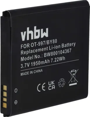 Produktbild von vhbw Akku Ersatz für Alcatel BY80, TLiB32E, TLiB5AF, CAB32E0002C1, CAB32E0000C1, CAB32E0000C2 für Handy Smartphone Telefon (1950 mAh, 3,7 V, Li-Ion)