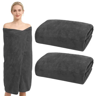 Produktbild von Set aus 2 großen Badetüchern, XXL 100 x 200 cm, Grau
