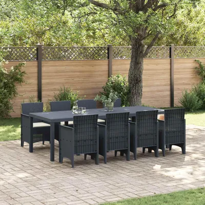 Immagine prodotto di vidaXL Set da pranzo da giardino, 9 pezzi, polipropilene grigio antracite