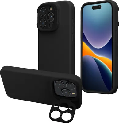 Produktbild von kalibri Hülle kompatibel mit Apple iPhone 15 Pro Hülle - harte Handyhülle kompatibel mit MagSafe - Premium Case mit Ständer - Schwarz