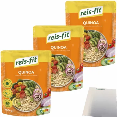 Produktbild von Reis-Fit Express Reis Quiona 3er Pack (3x250g Packung) + usy Block