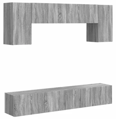 Image de Ensemble de meubles TV vidaXL, 4 pièces, bois aggloméré gris Sonoma