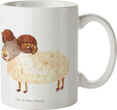 Produktbild von Mr. & Mrs. Panda Kaffeetasse Sternzeichen Widder - Weiß - Geschenk, Tasse, Trinkbecher, Becher, Schafbock, Geburtstag März, Bock, Pott, Kaffeebecher, April, Teebecher