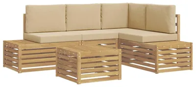Produktbild von vidaXL Outdoor-Sofagarnitur mit Kissen 5 Stück Weiß