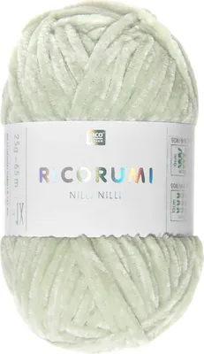 A ball of mint green yarn with a label.