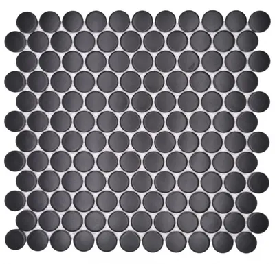 Produktbild von Keramikmosaik schwarz matt Rundoptik Mosaikfliese Küchenwand Fliesenspiegel Bad Duschwand MOS10-0311GR_f