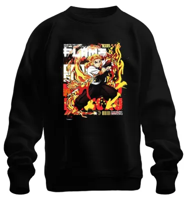 Produktbild von Kyojuro Rengoku Flammen Hashira Kimetsu no Yaiba Anime Sweatshirt Pullover, Schwarz, S